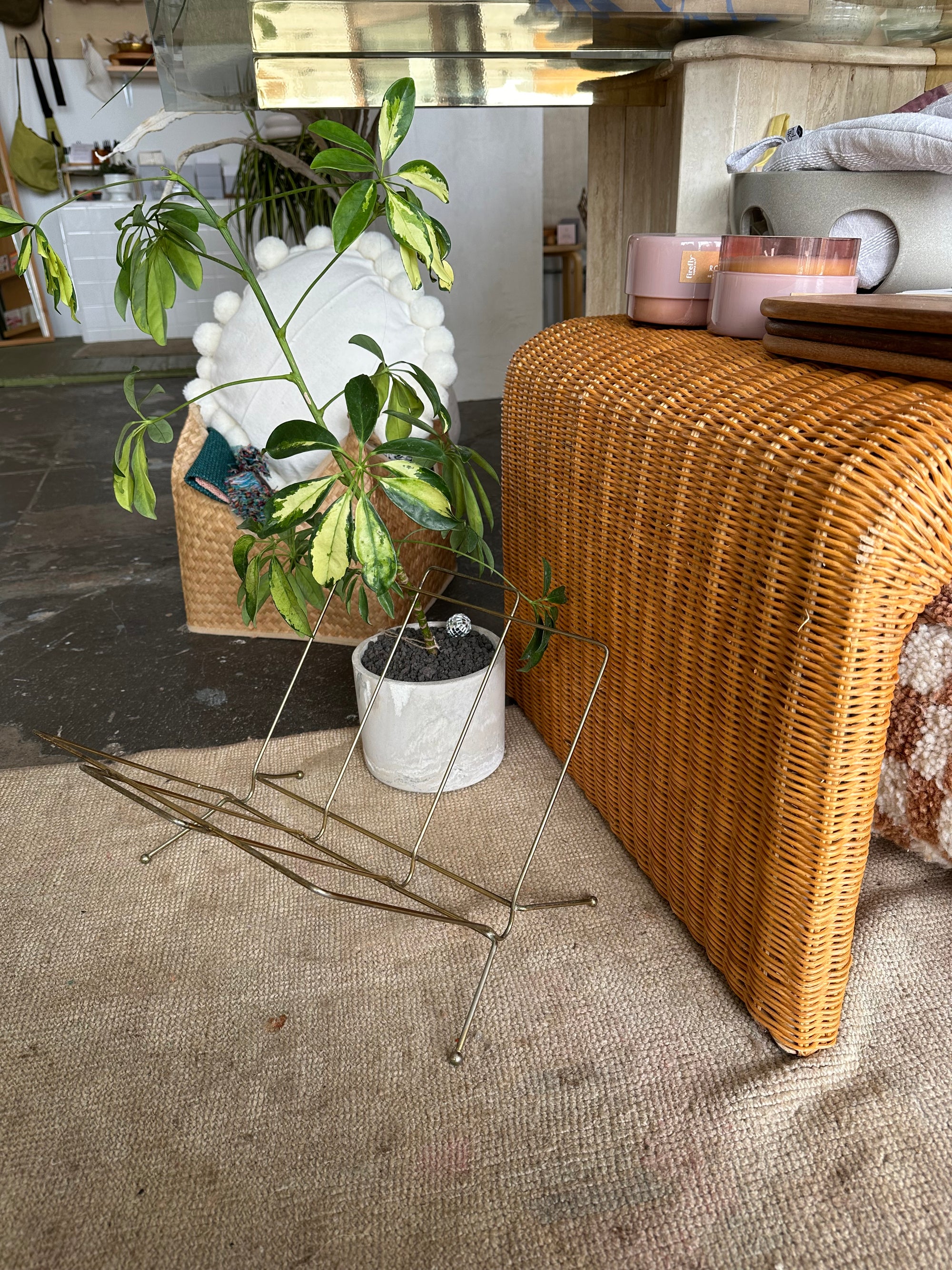 vintage brass magazine rack