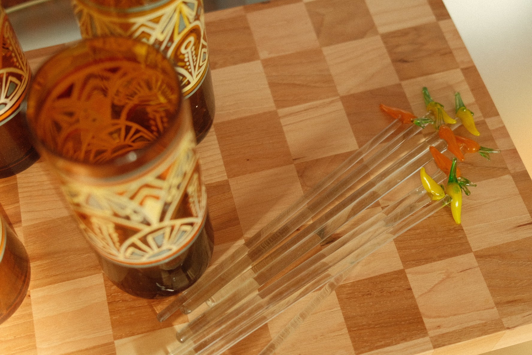 hand blown pepper cocktail stirrers