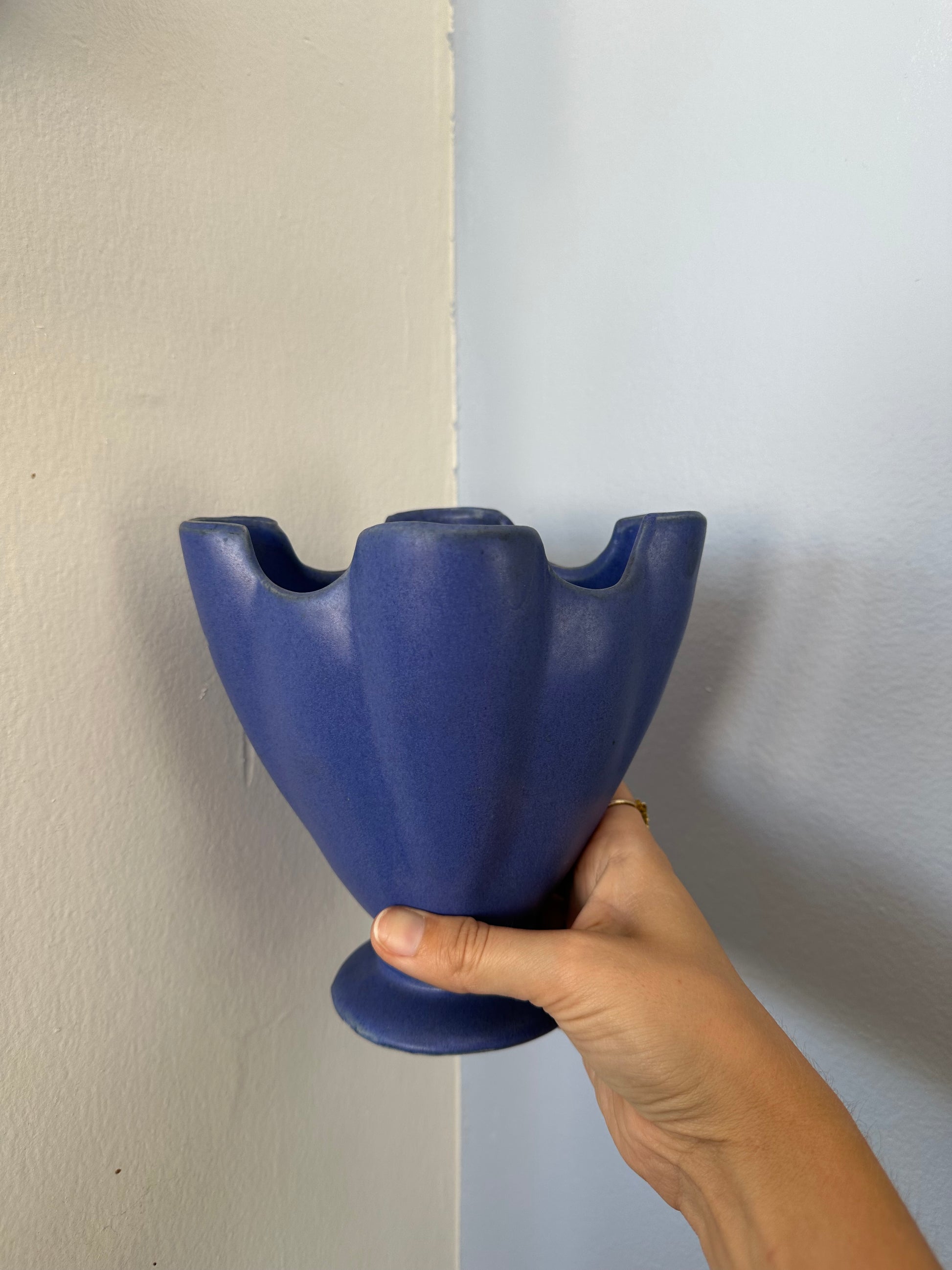vintage matte sapphire blue vase