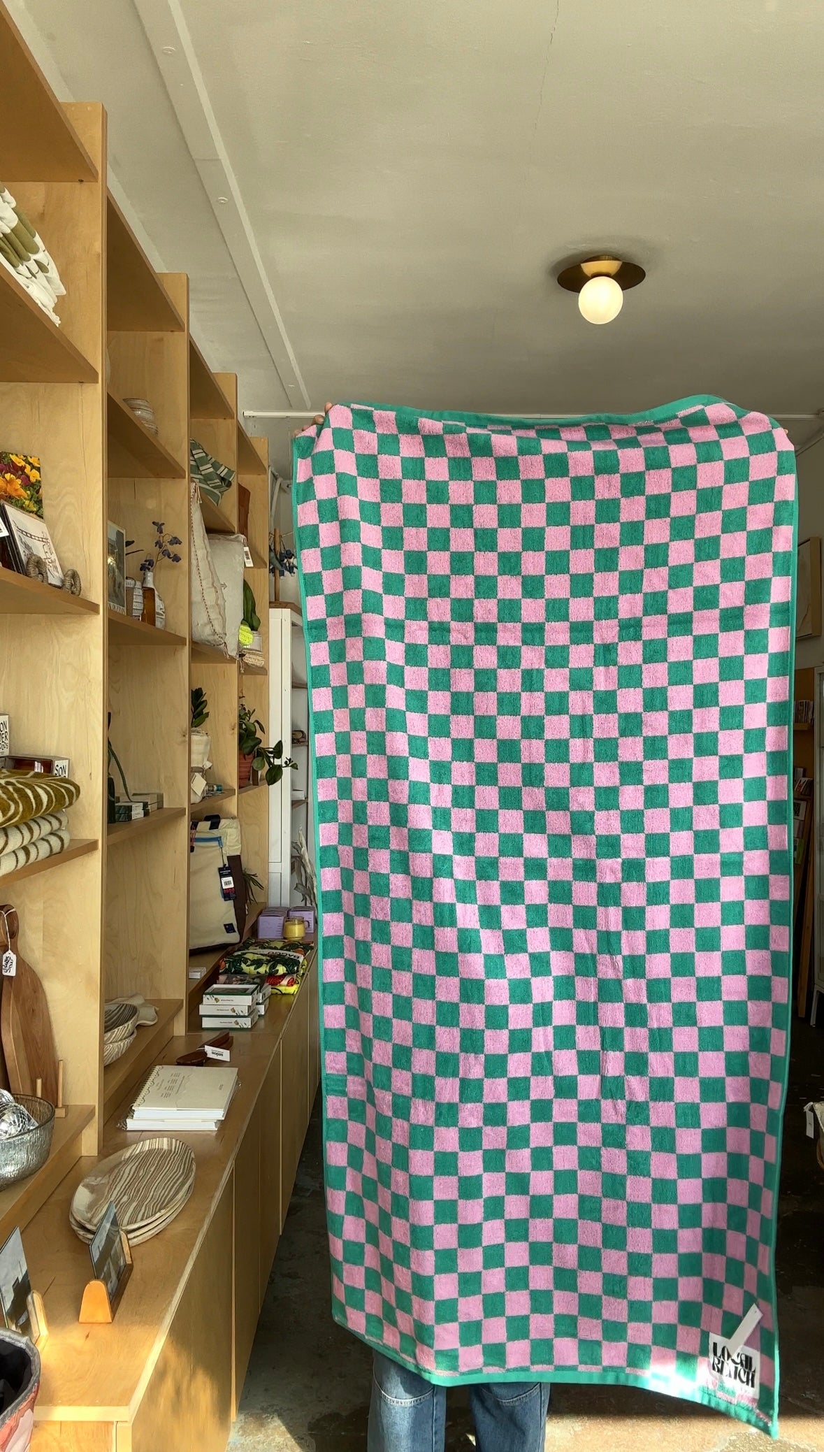 checker beach + bath towel