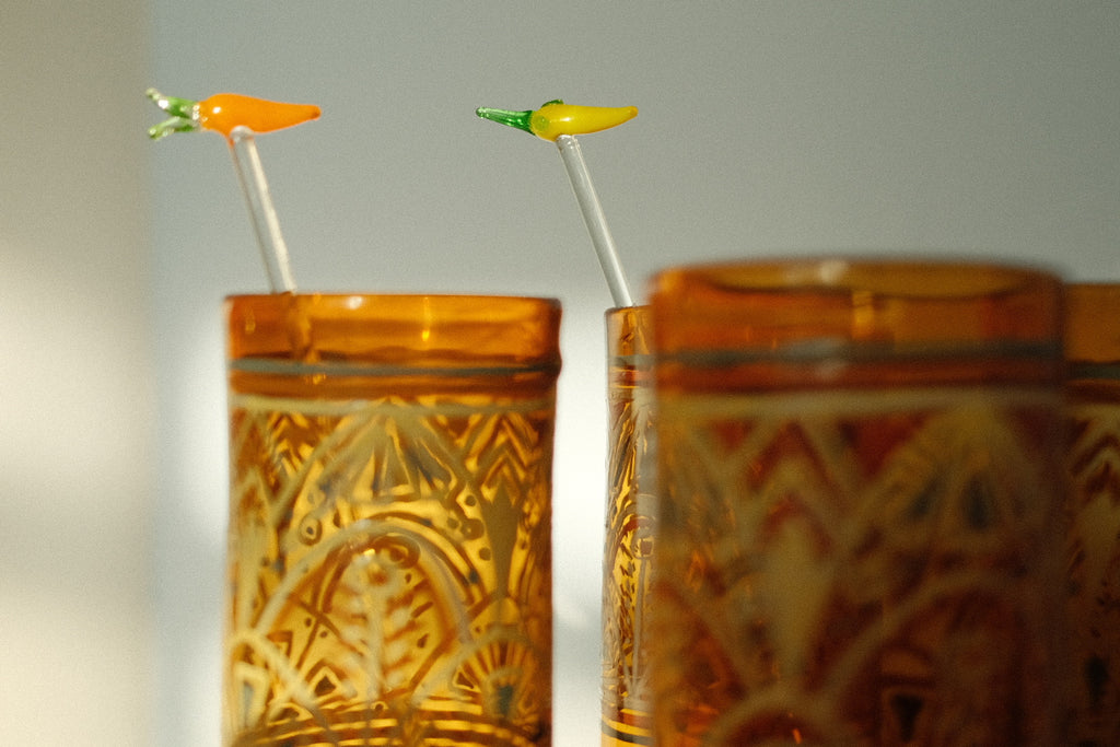 hand blown pepper cocktail stirrers