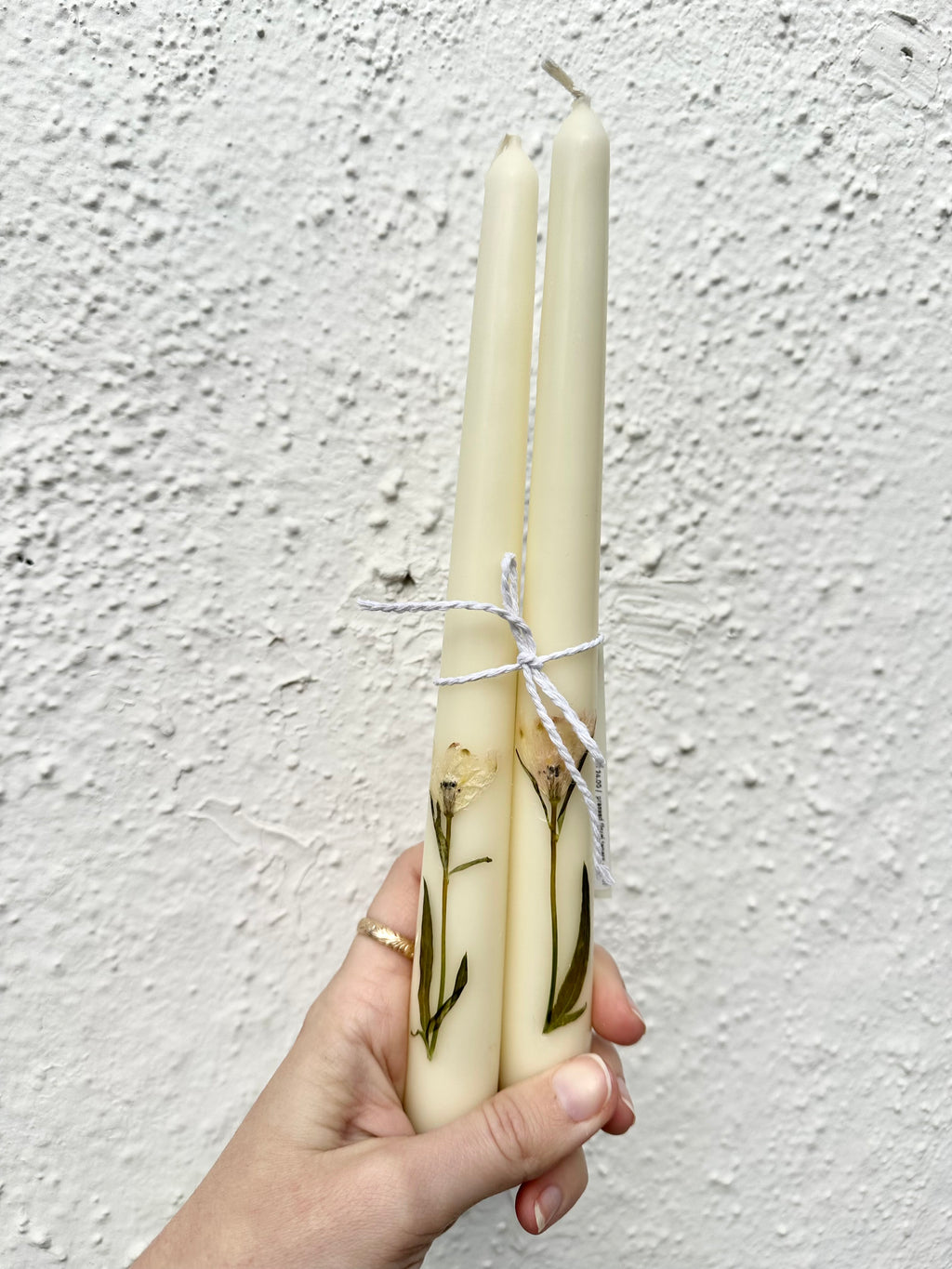 pressed floral tapers - set of 2
