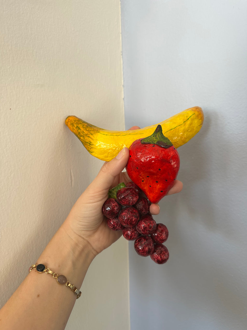 vintage painted paper mache fruits + veggies