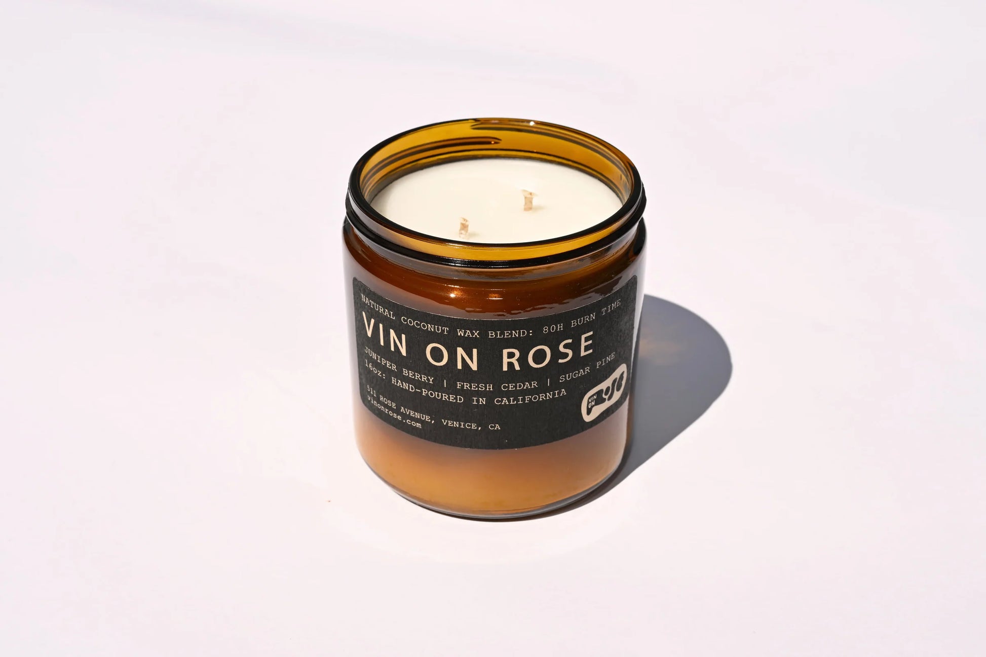 vin on rose candle