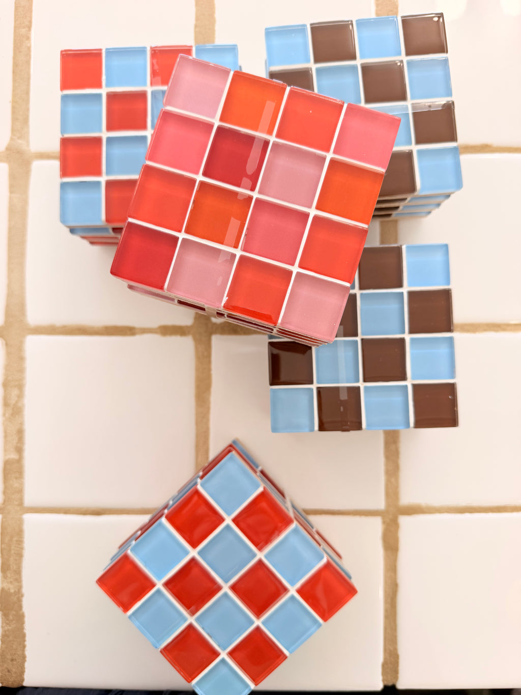 handmade glass tile coaster set - (set of 4)