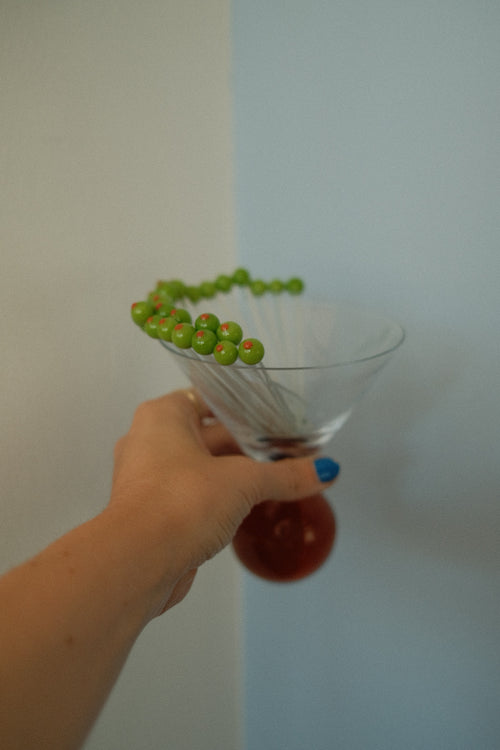 hand blown olive cocktail picks