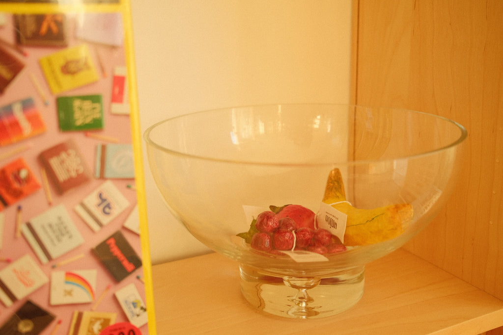 vintage glass pedestal fruit bowl