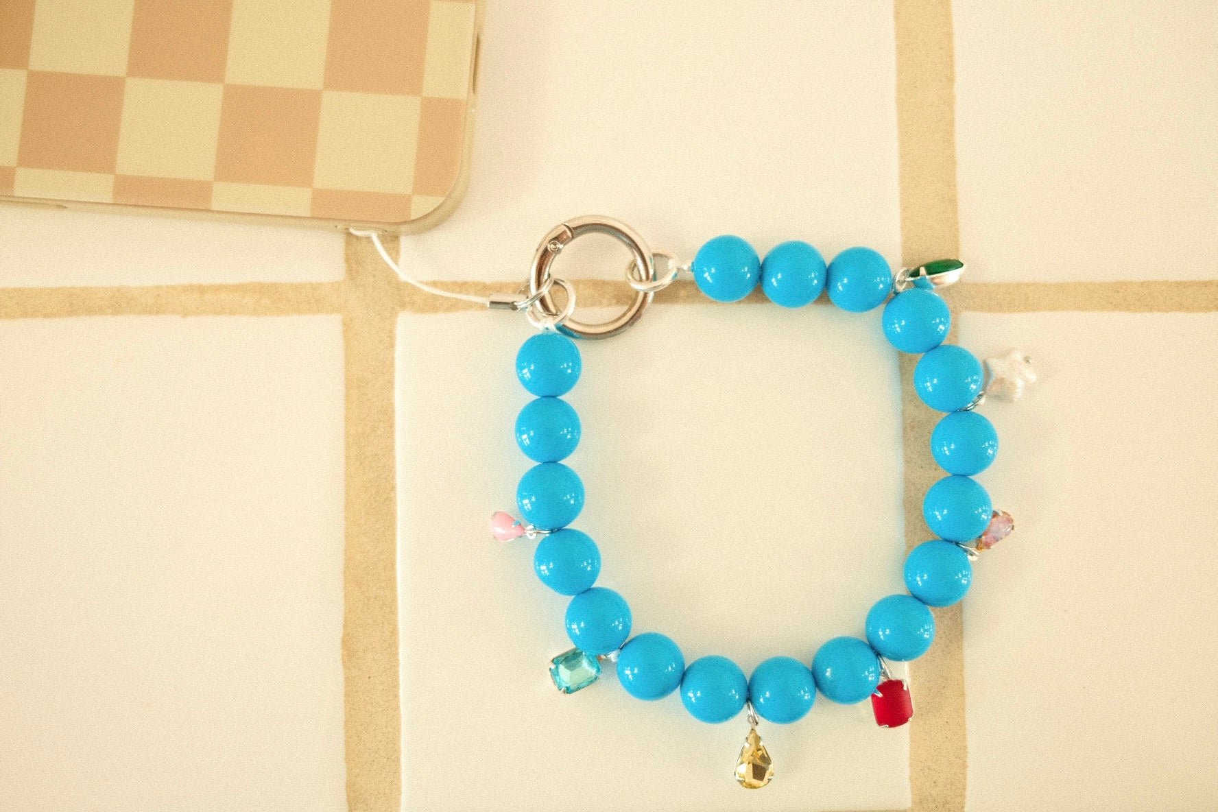 vintage lucite beaded phone charm/bag charm