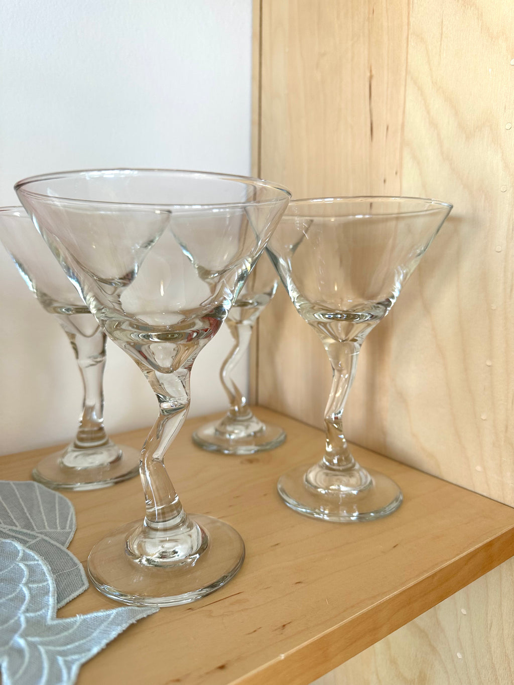 vintage martini glasses with z stem set of 2