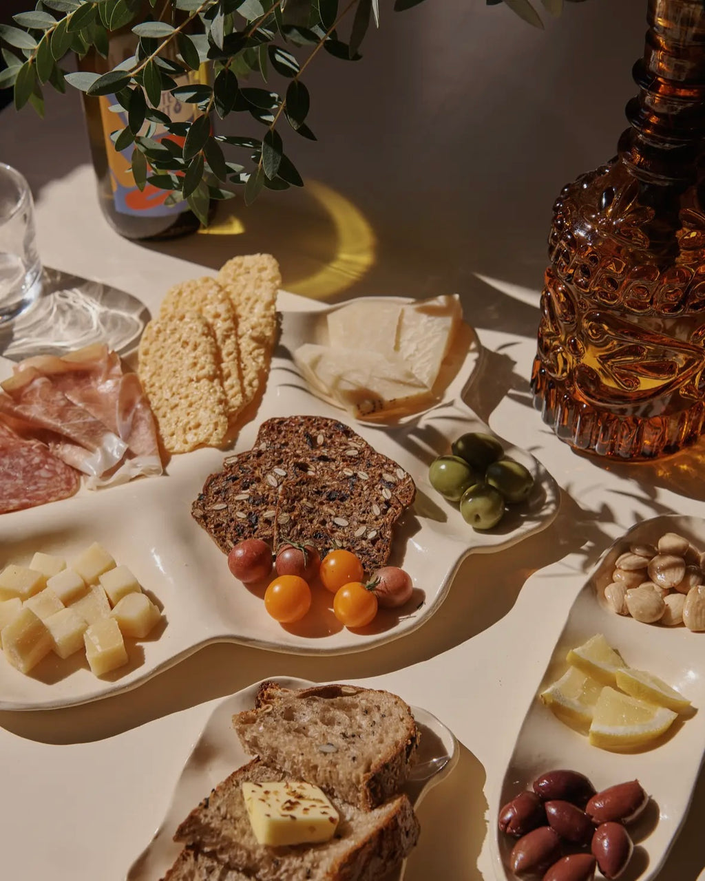 large white ceramic charcuterie board