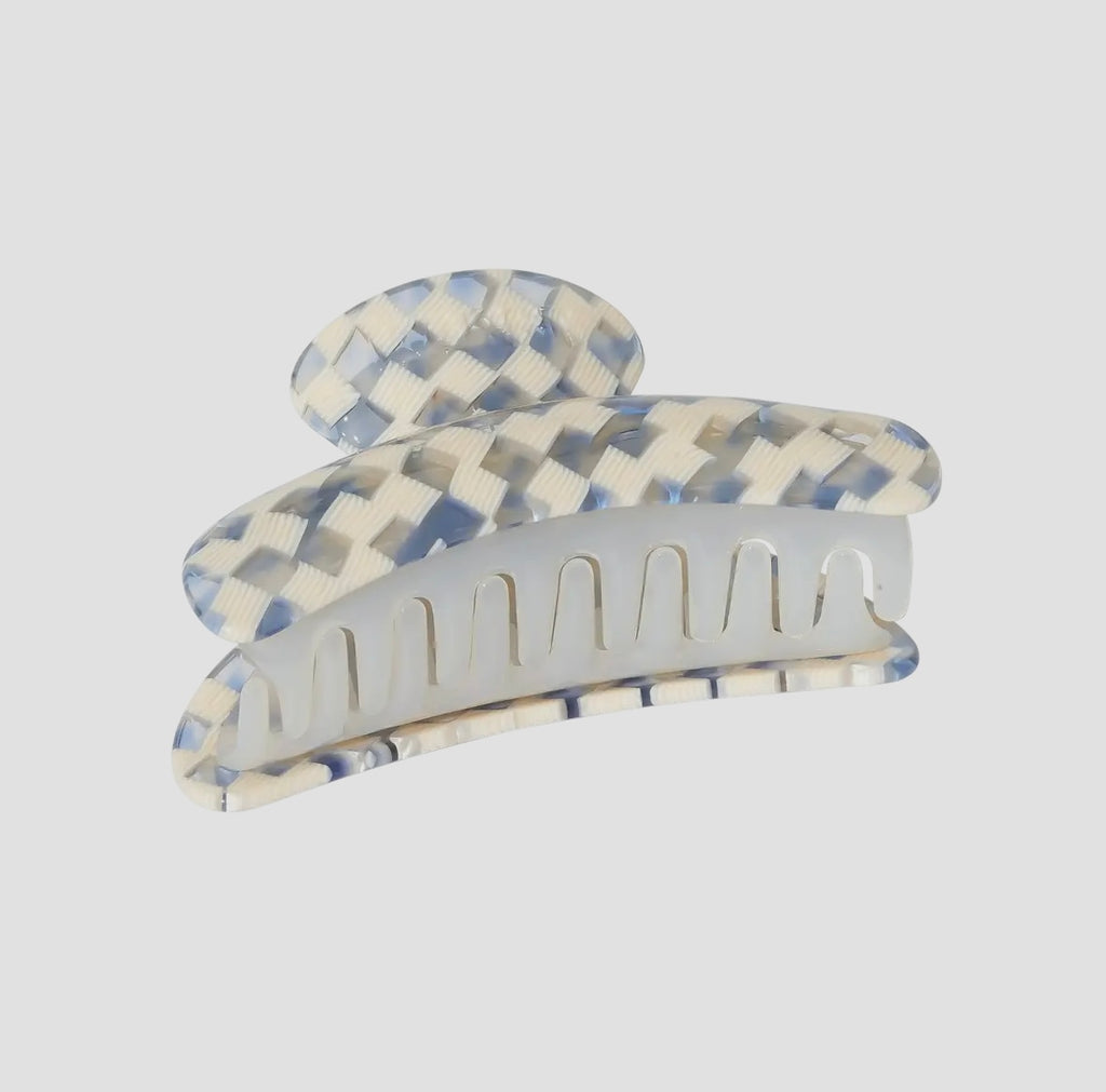 superclip hair claw — sky checker