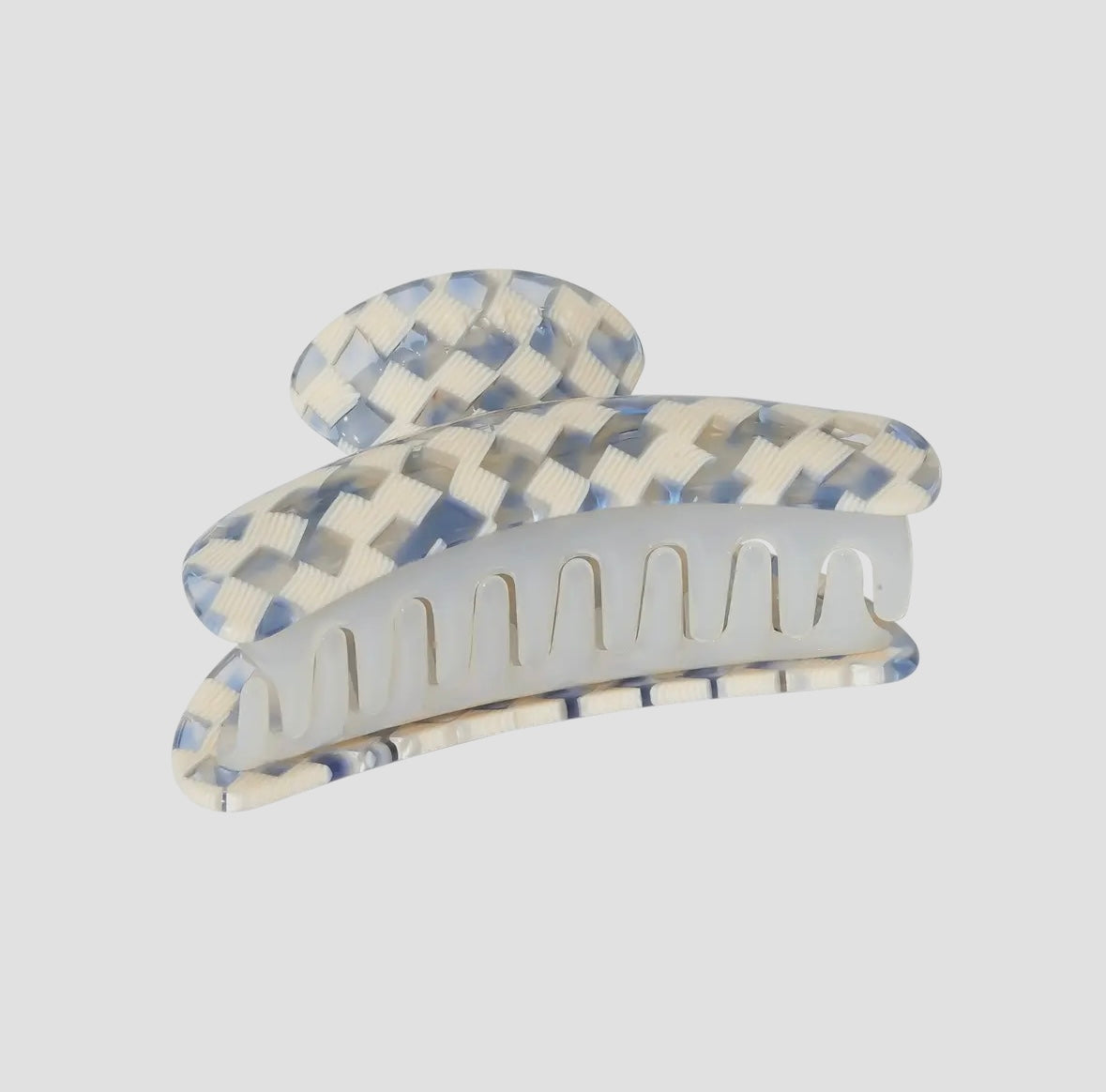superclip hair claw — sky checker