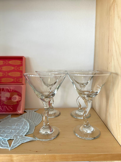 vintage martini glasses with z stem set of 2