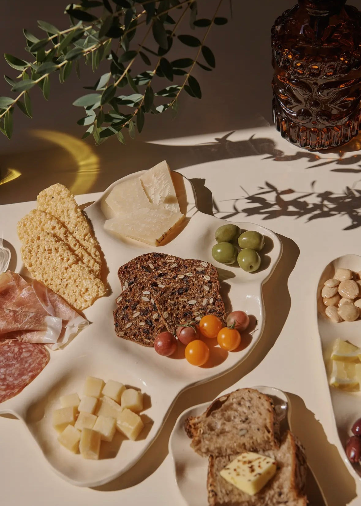 large white ceramic charcuterie board