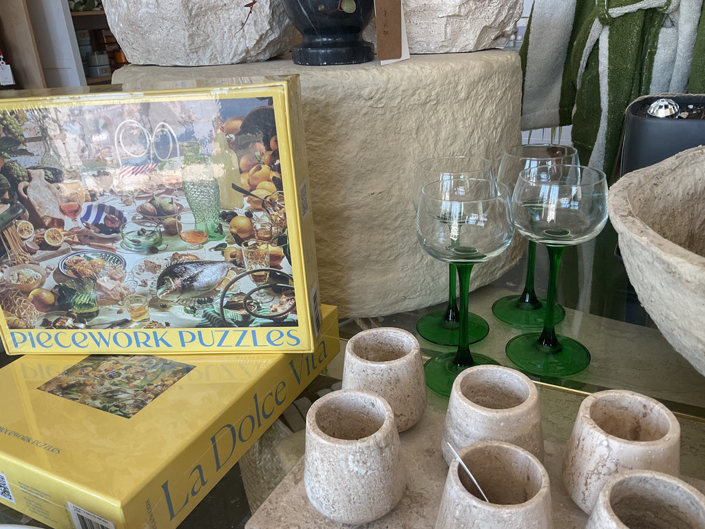 vintage hock green stemmed wine glasses - set of 4