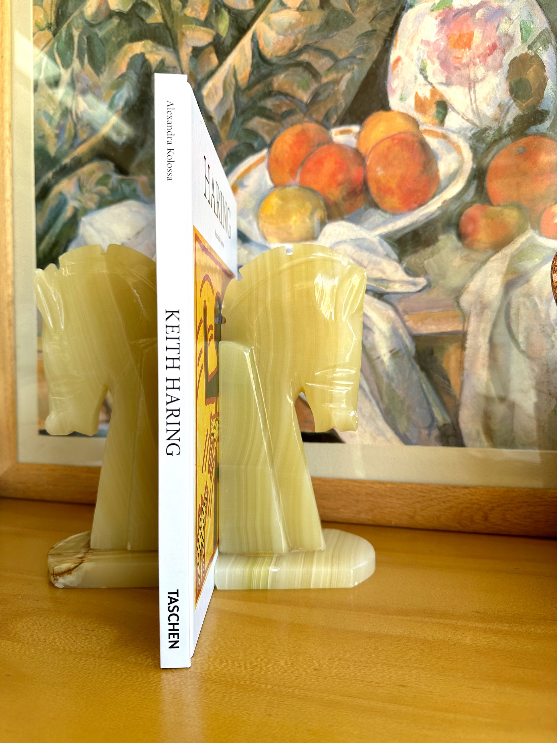 vintage onyx trojan horse head bookends