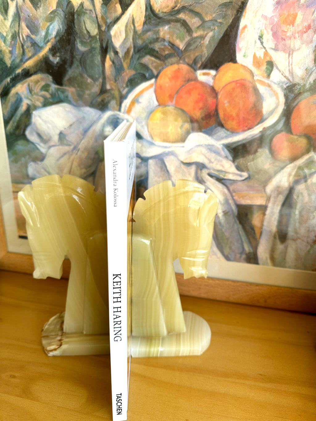 vintage onyx trojan horse head bookends