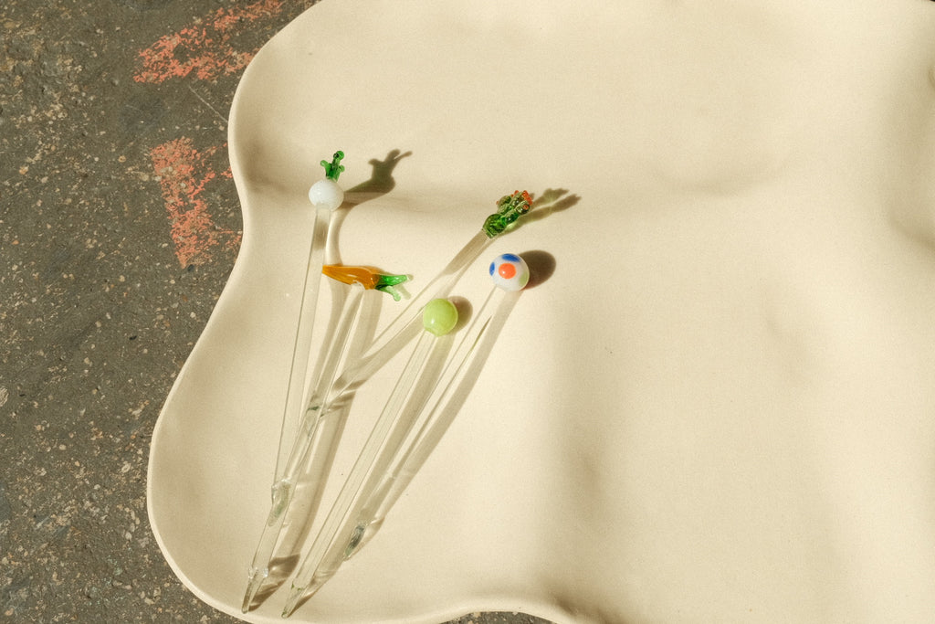 hand blown themed cocktail picks