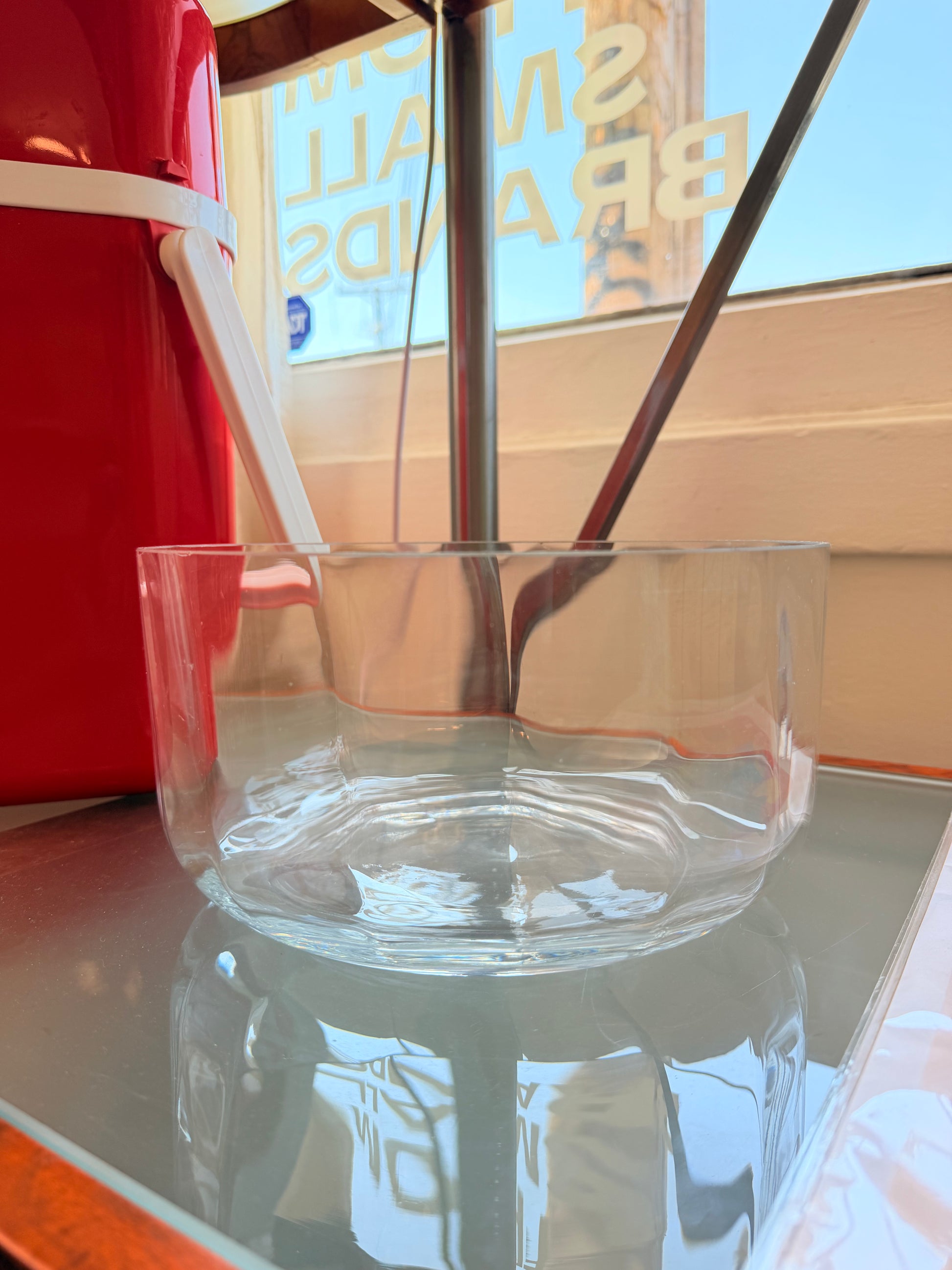 vintage glass paneled salad bowl
