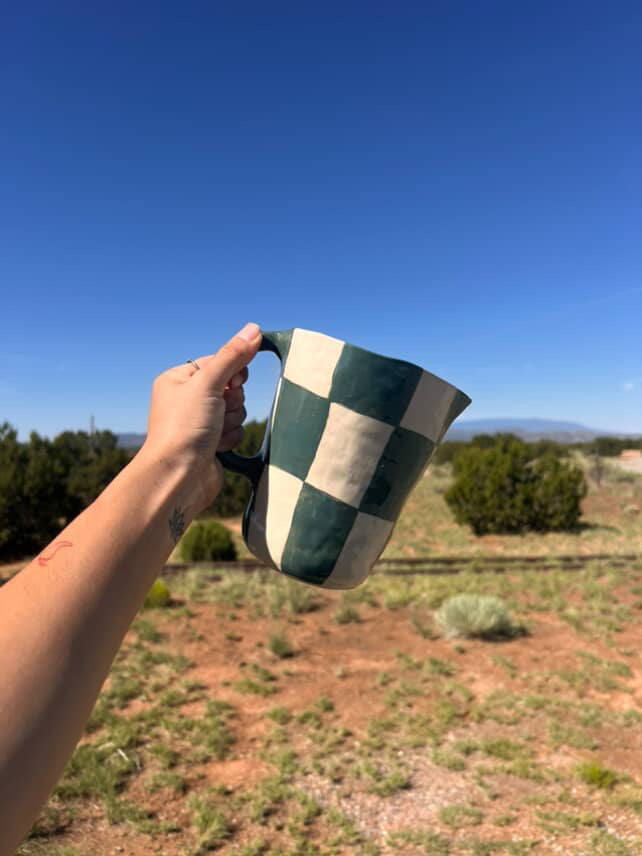 green checkered pitcher