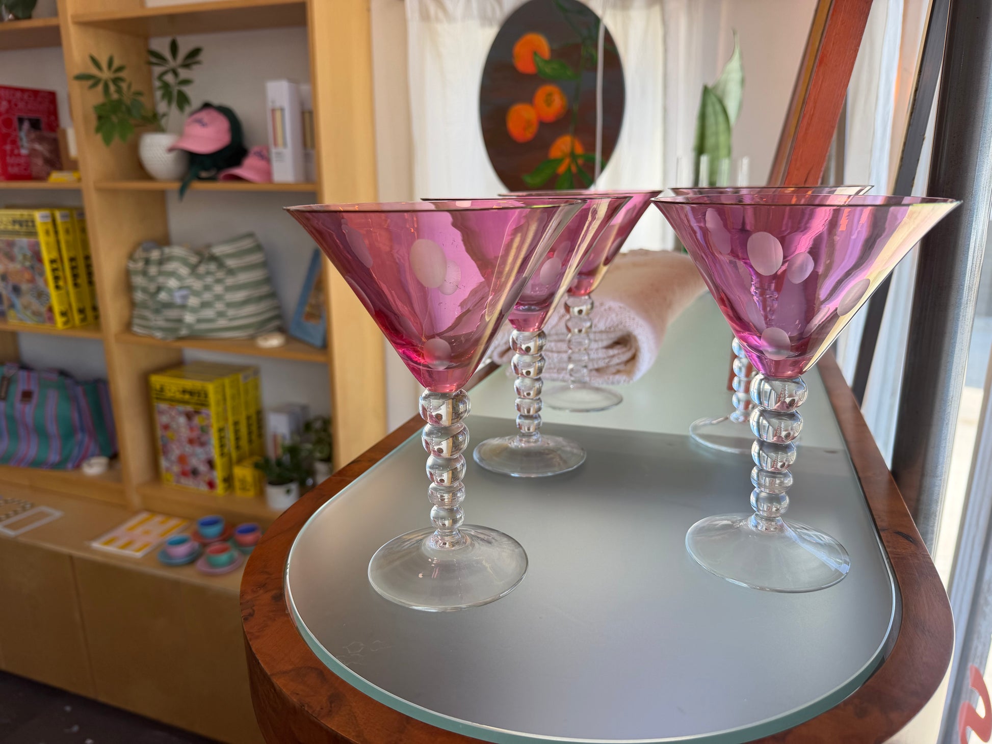 vintage polka dot martini glasses set of 5