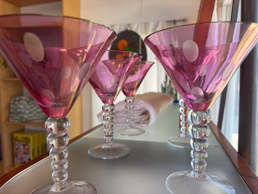 vintage polka dot martini glasses set of 5
