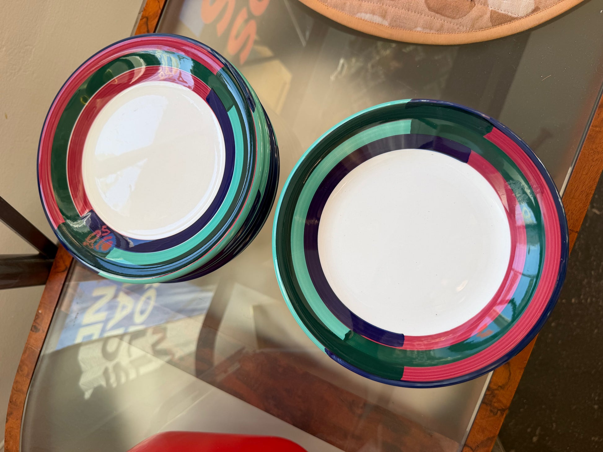 vintage crate and barrel striped plates
