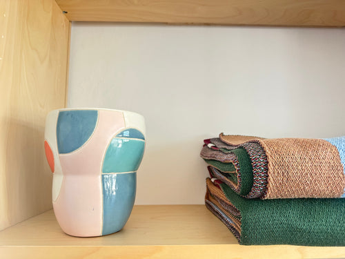 vintage abstract multi colored vase