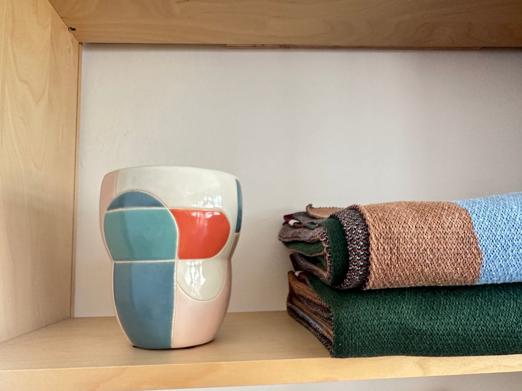 vintage abstract multi colored vase