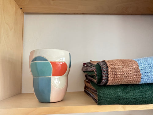 vintage abstract multi colored vase