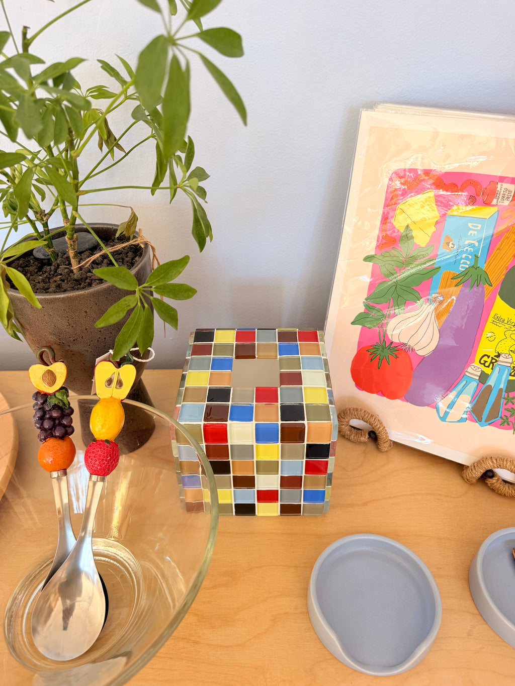 square glass tile tissue box