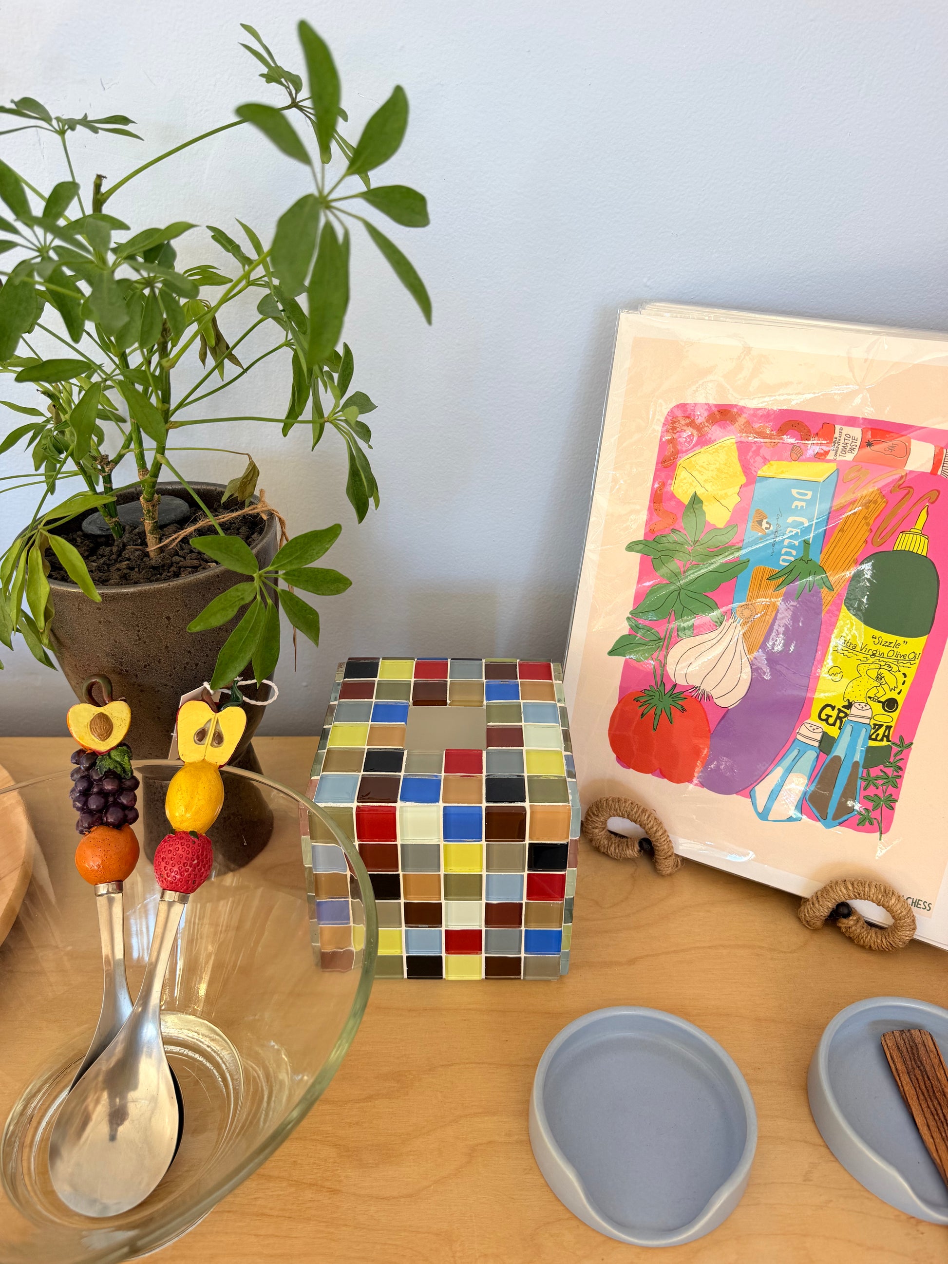square glass tile tissue box