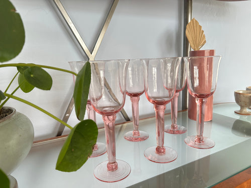 vintage pink wine glasses set of 6