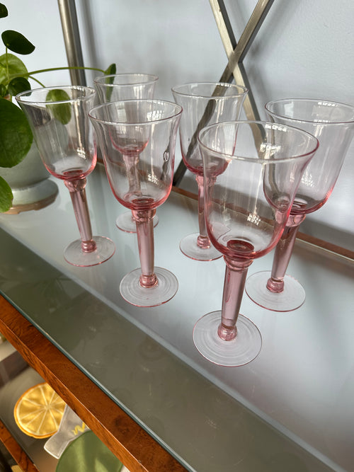 vintage pink wine glasses set of 6