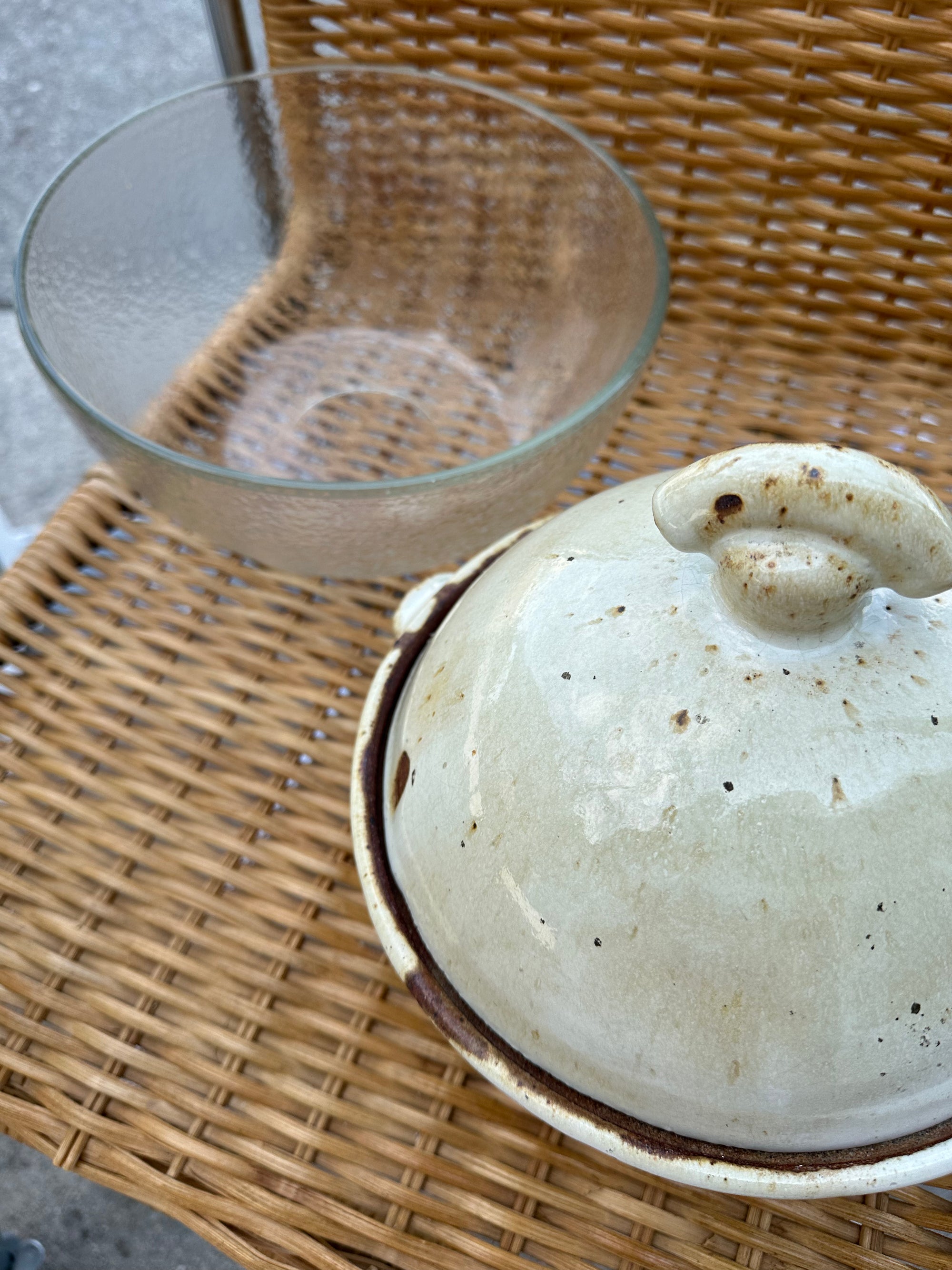 vintage textured glass serving bowl