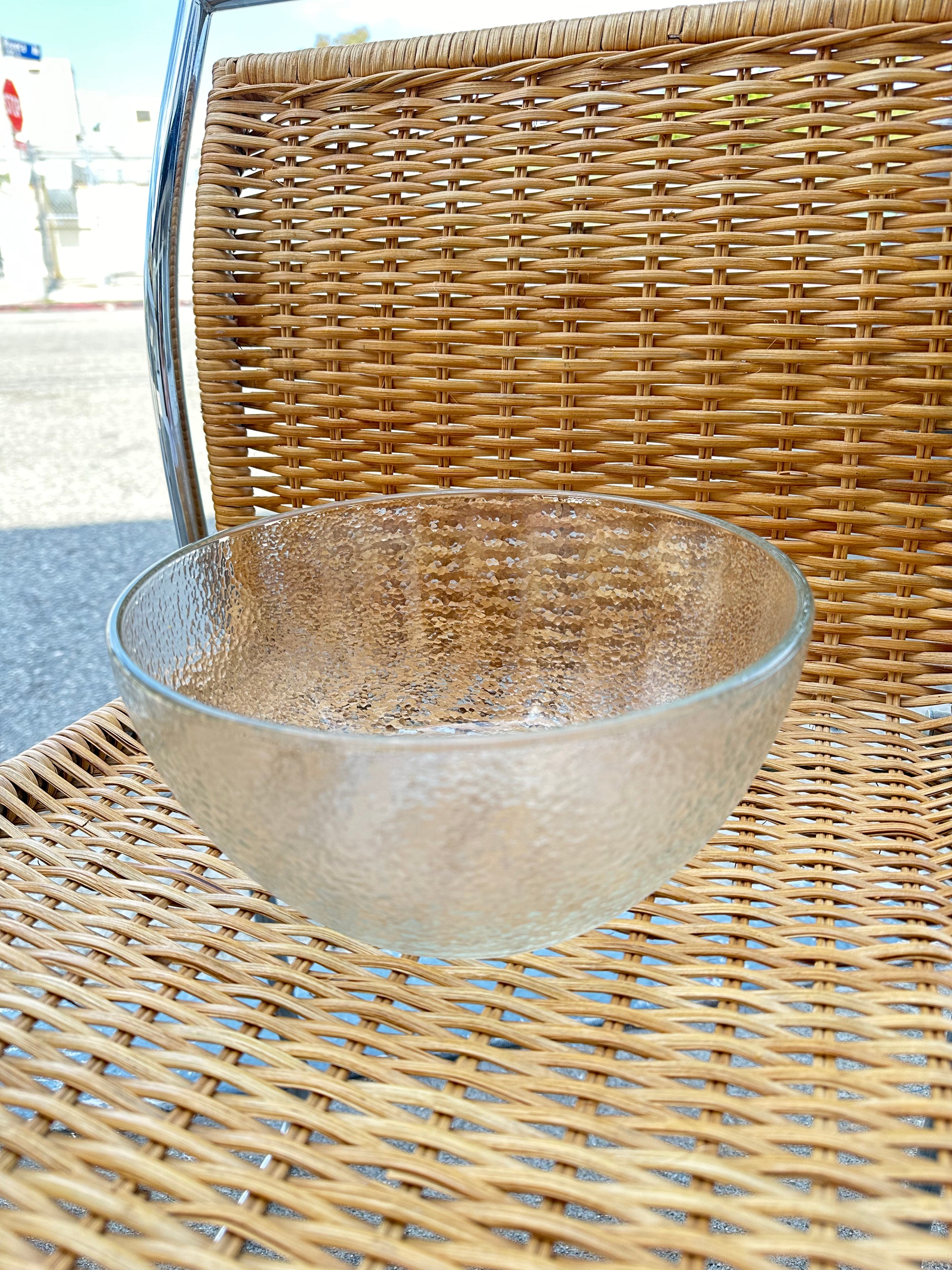 vintage textured glass serving bowl