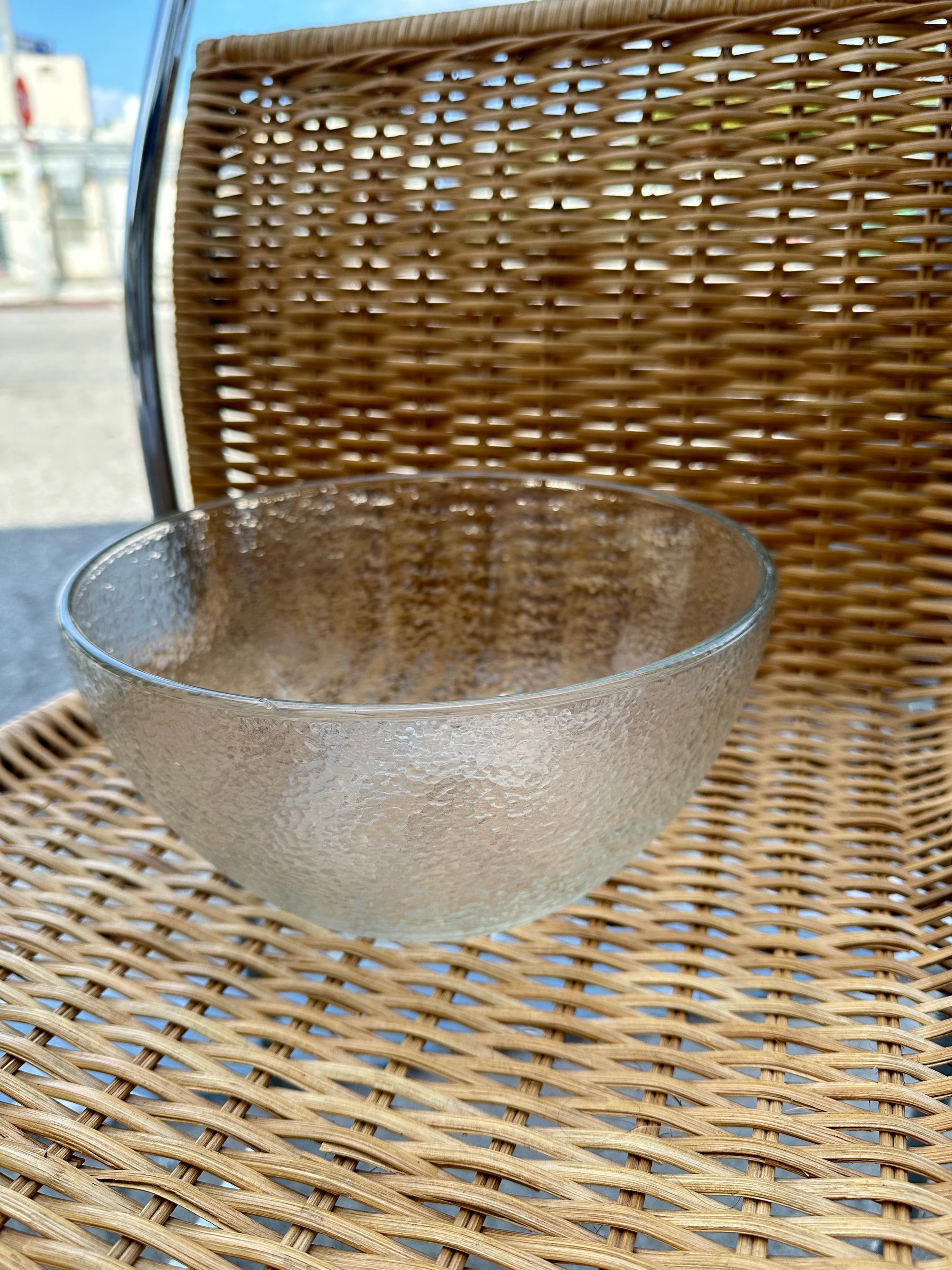 vintage textured glass serving bowl