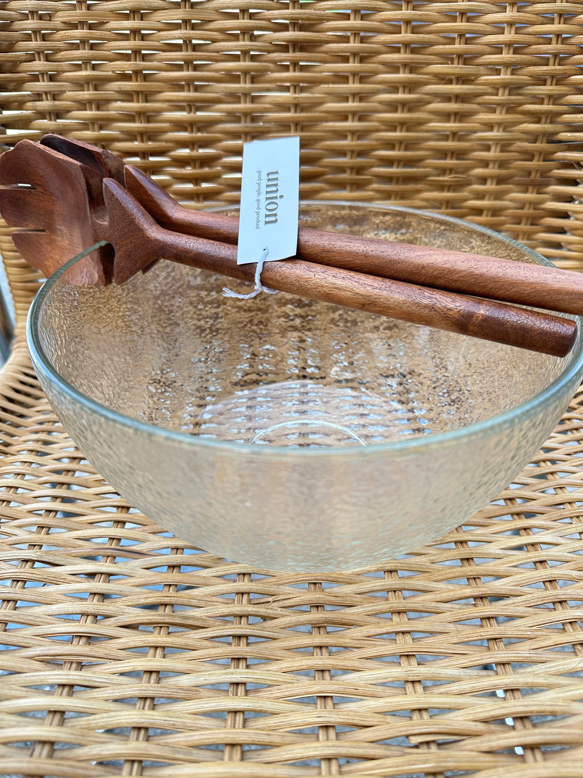 vintage textured glass serving bowl