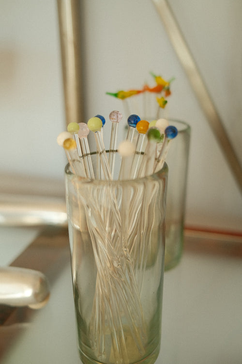 hand blown bulb cocktail stirrers