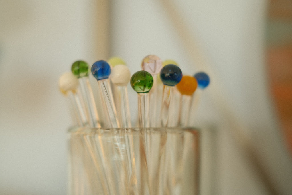 hand blown bulb cocktail stirrers