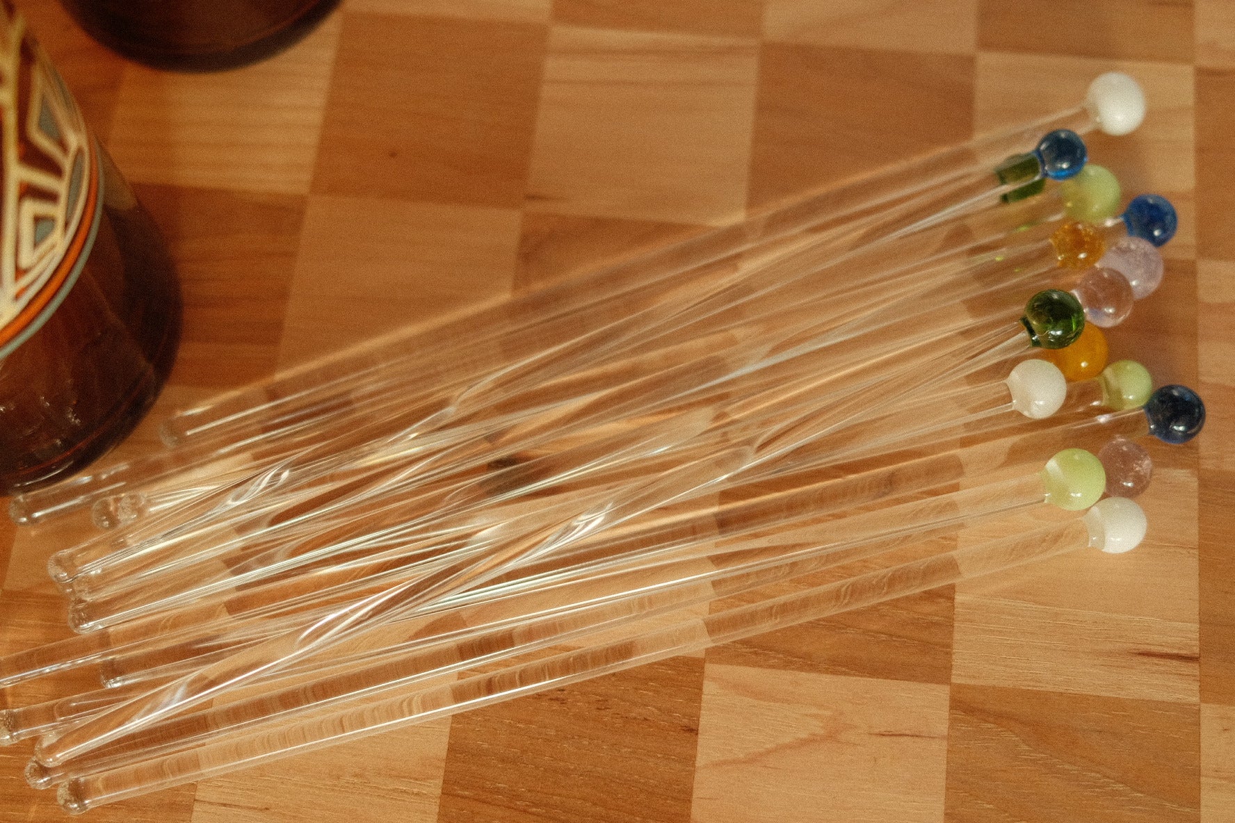 hand blown bulb cocktail stirrers