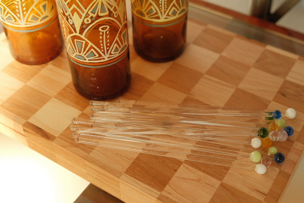 hand blown bulb cocktail stirrers