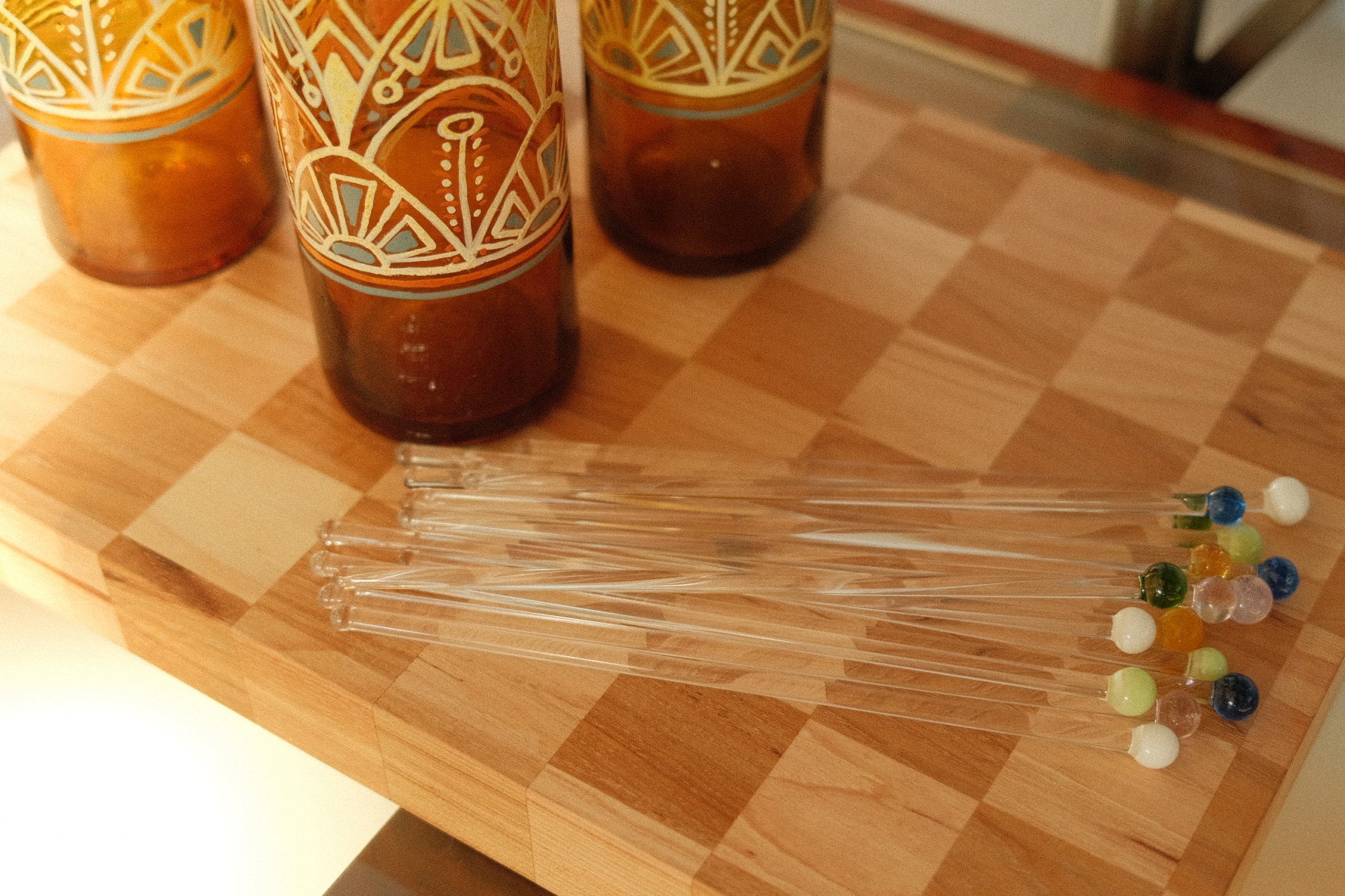 hand blown bulb cocktail stirrers