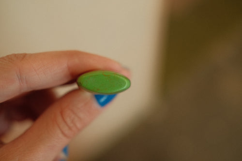 pistachio quartz skinny oval ring