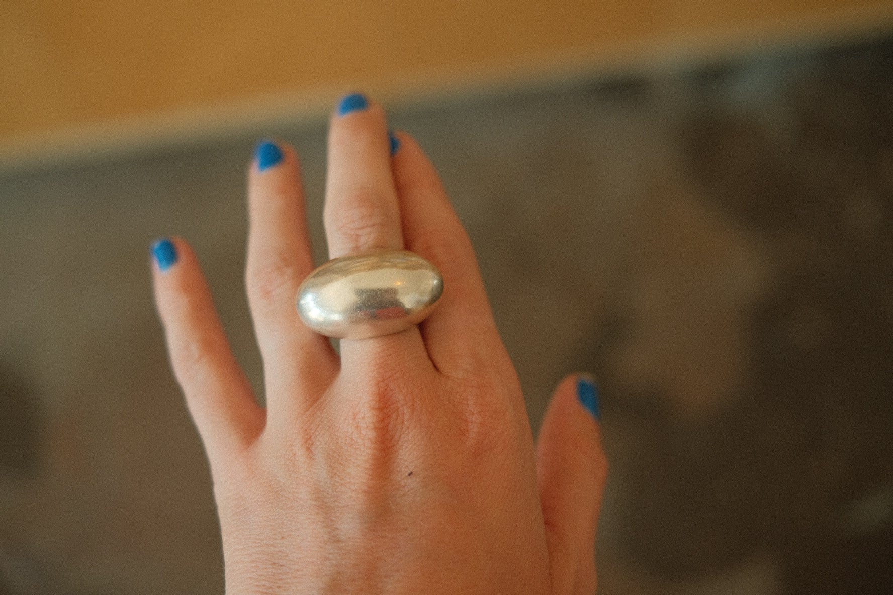 silver wide bulb ring