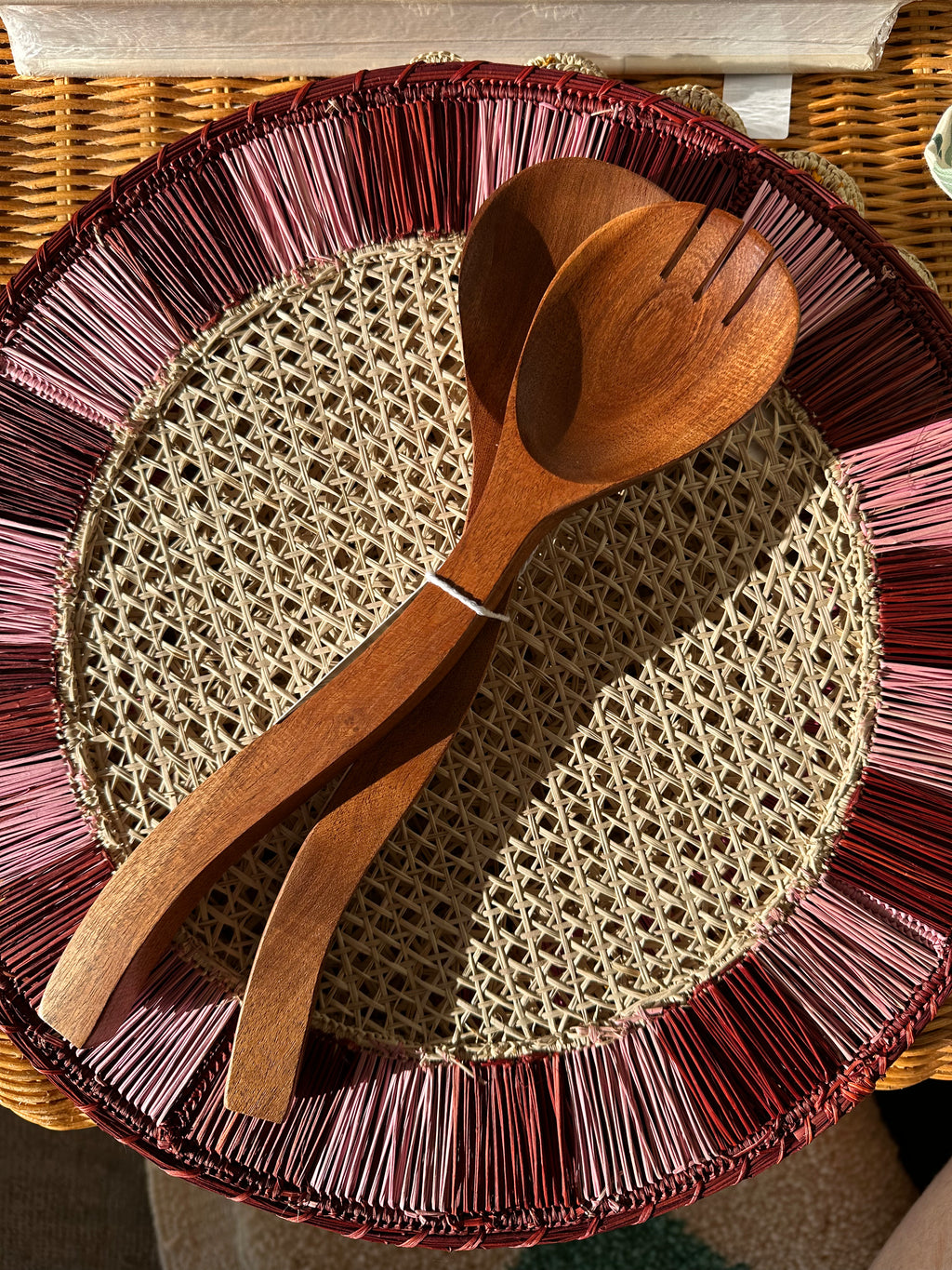 wavy wood salad servers, set of 2