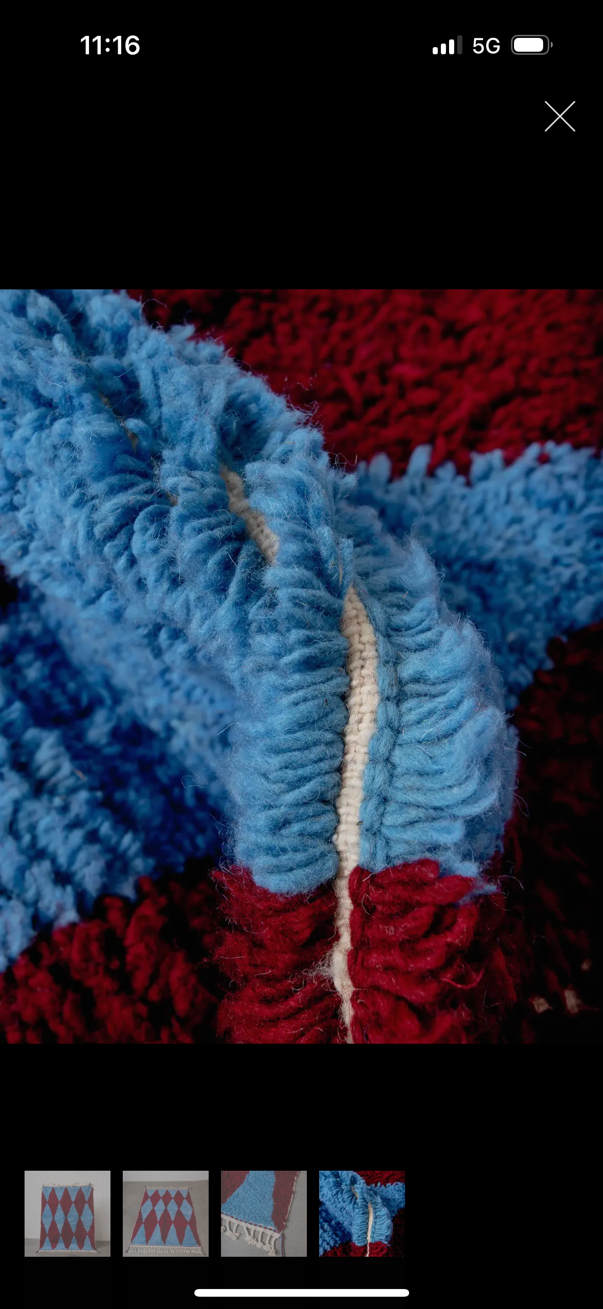 azilal beber moroccan blue + red harlequin diamond rug 5x8