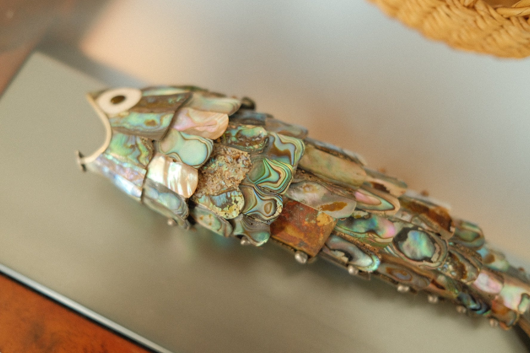 vintage abalone fish bottle opener