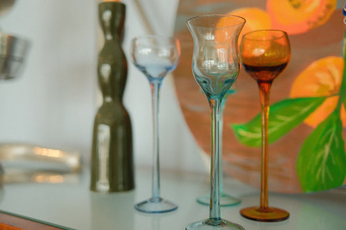vintage colored shot glass set