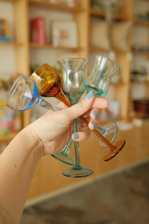 vintage colored shot glass set